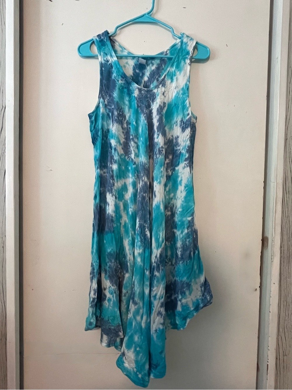India Boutique Aqua & Navy Tie-Dye Tank Dress